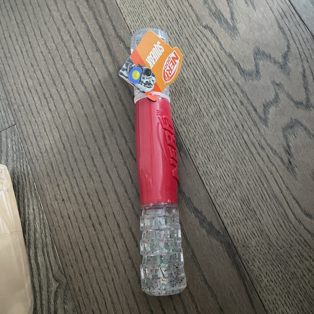 Nerf Dog Red Stick Toy Lifut Up Squeak Christmas Large New